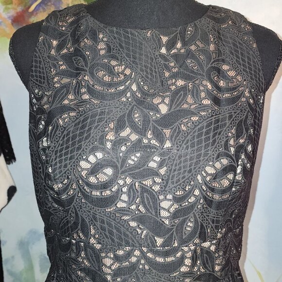 EUC Eliza J Black Lace with Mesh with Champagne Colored Liner - Picture 2 of 10